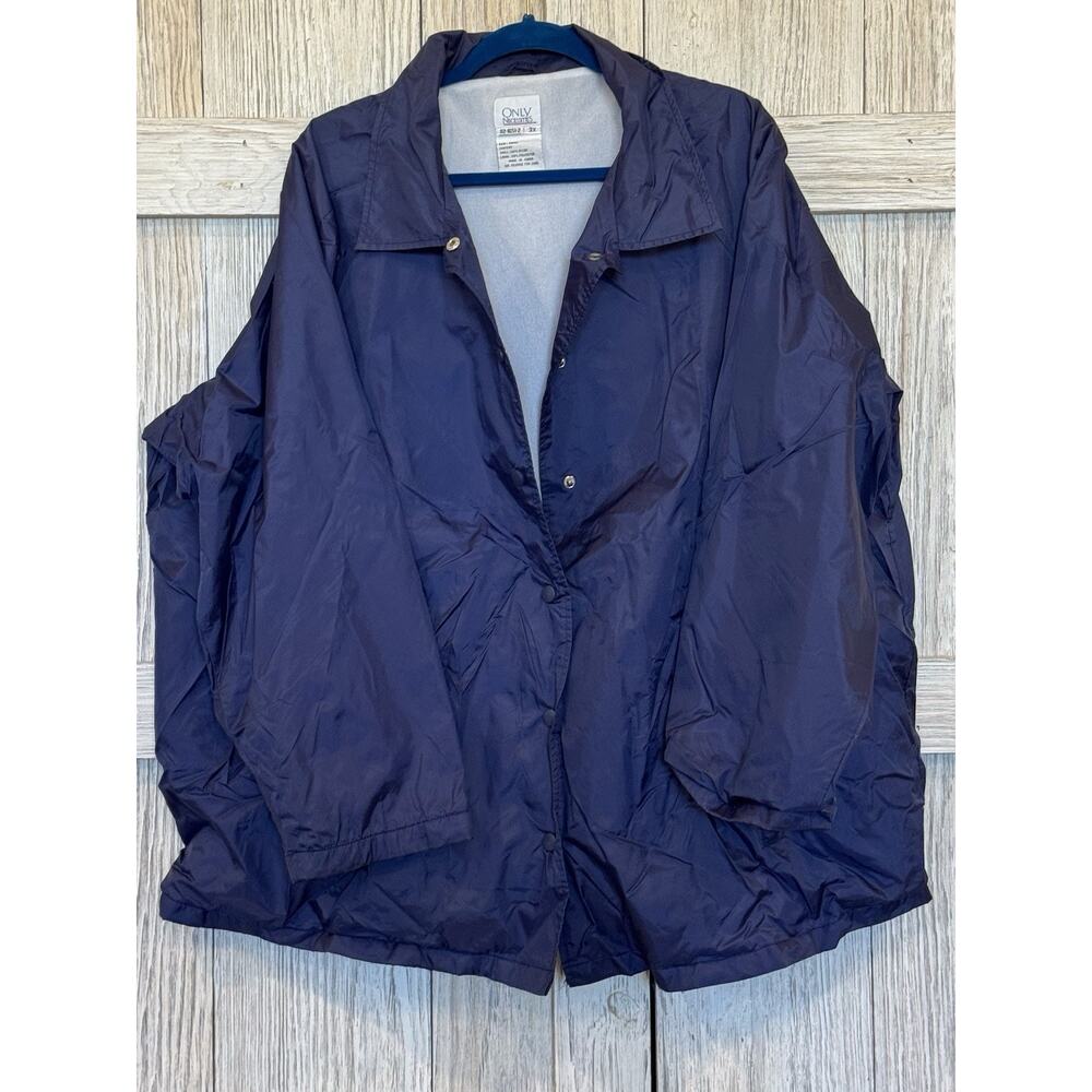 Vintage ONLY NECESSITIES Navy Lightweight Windbreaker Jacket‎ SZ 3X Read